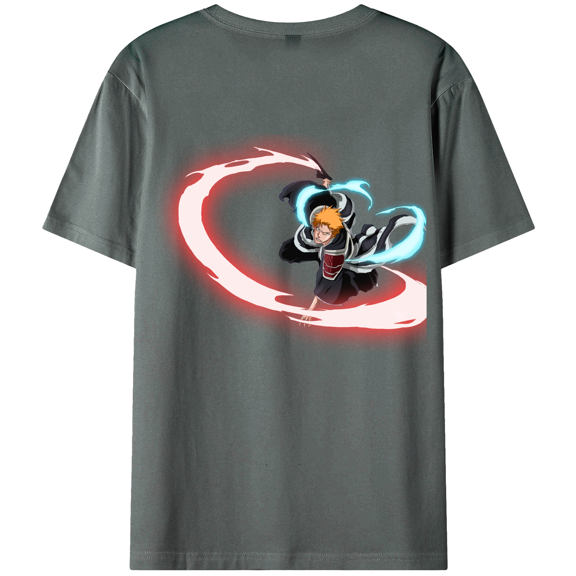 （画像用） ブリーチ 黒崎一護（くろさき いちご）BLEACH Kurosaki Ichigo 綿100％ メンズ半袖Tシャツ（バックプリント） 通気性